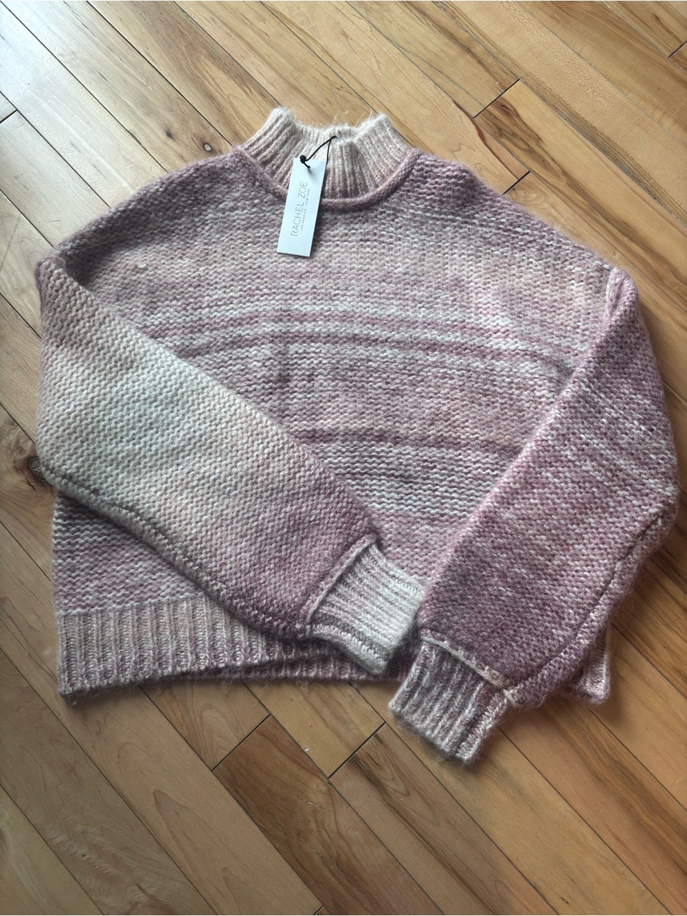 Rachel Zoe Rose Pink Cream Ombre Turtleneck Sweater NWT MED